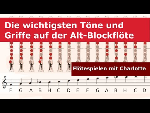 Die Töne und Griffe F' - D'' auf der Altflöte - Barocke Griffweise