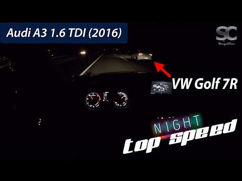 Audi A3 1.6 TDI (2016) on German Autobahn - POV Top Speed Drive at Night
