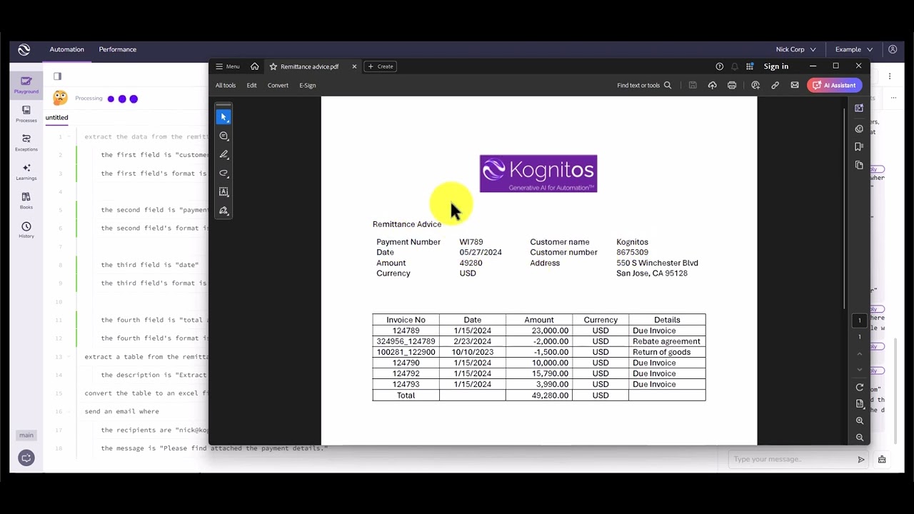 Create a Payment Reconciliation Process in minutes, with Kognitos