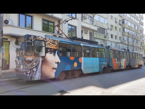 Tramvaiul V3A-93-M2000 #055(linia 24 deviată) sosind în stația Banu Manta