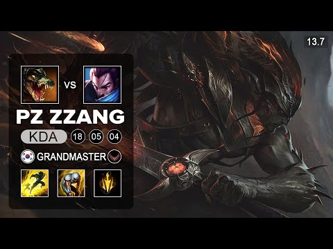 Pz ZZang Yasuo vs Renekton Mid - KR Grandmaster - patch 13.7 Season 13