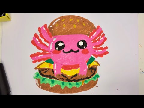 Drawing a Kawaii Axolotl Burger with POSCA