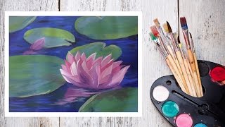Картина за 10 минут! Видео урок Рисуем Гуашью Кувшинки в пруду! #Dari Art