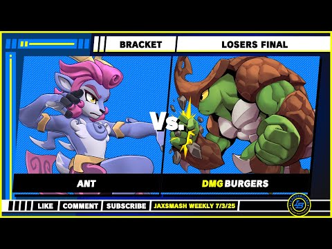 JaxSmash Weekly 7/3/25 - Losers Final - Ant (Absa) VS Burgers (Kragg) - Rivals of Aether 2 - ROA2