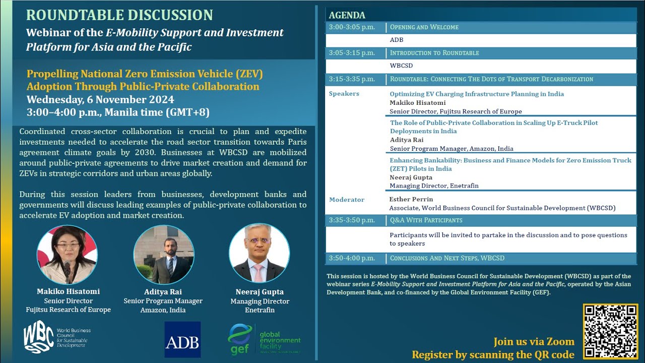 E-Mobility Series - Roundtable Discussion on Propelling National Zero Emission Vehicle Adoption
