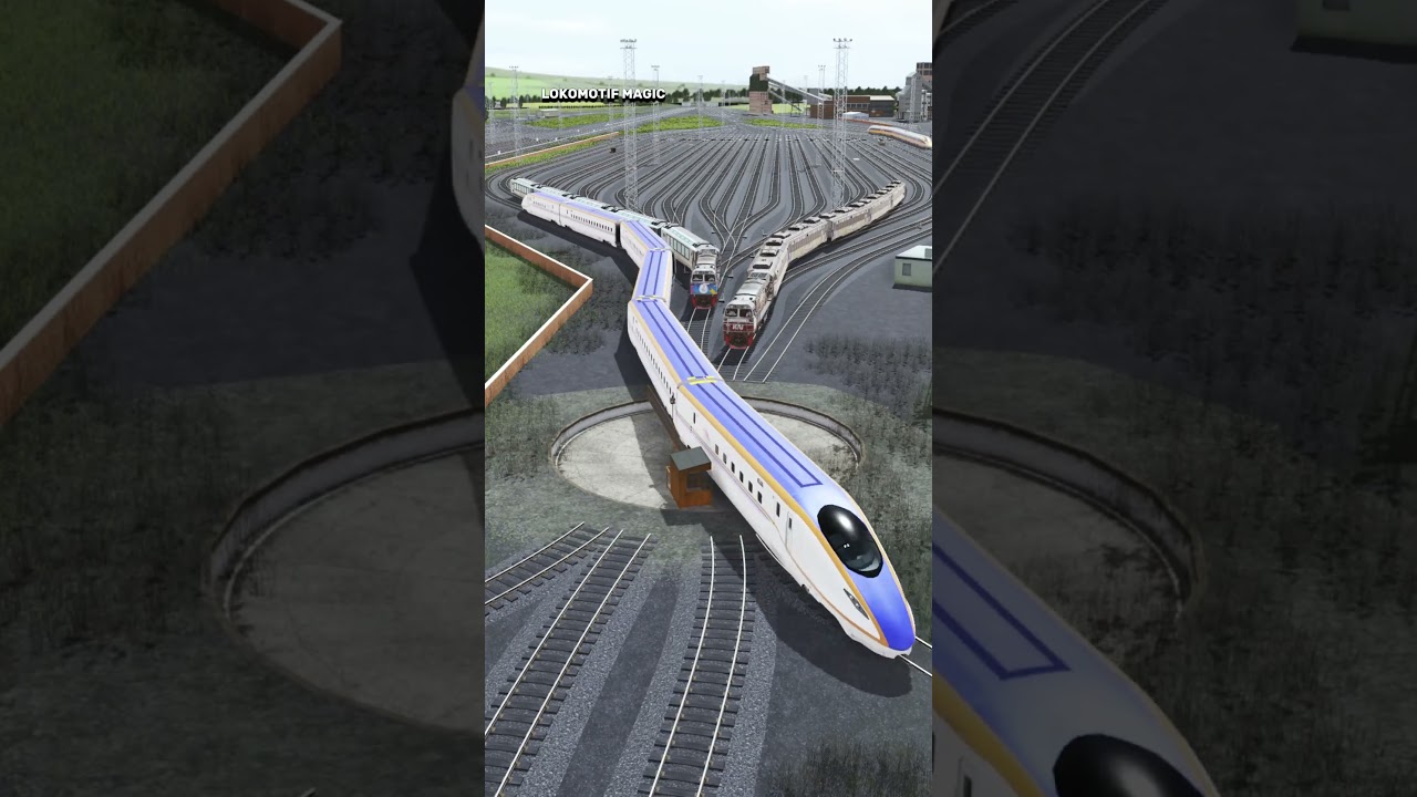 2 Kereta Cepat Melintasi Persilangan Turntable 2 Kereta Api #railtrack #train #railroad #railway