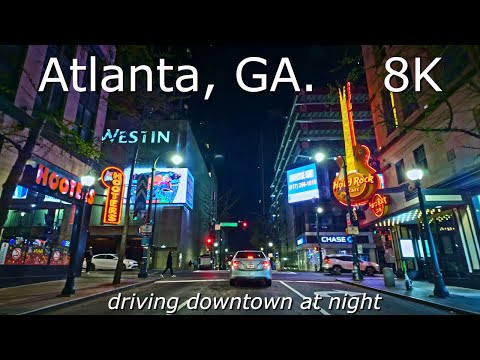 Atlanta, GA. - 8K - Relaxing Video - Night Drive Downtown [ASMR]