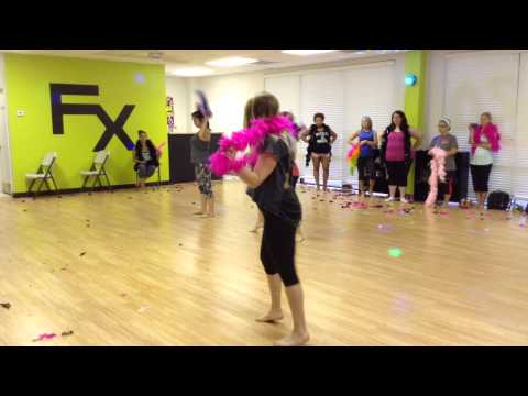 Burlesque w/Boa's part I choreo, at Fitness Xone, Arlington, Texas