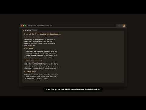 Web2MD Demo – Convert Any Webpage to Clean Markdown in One Click