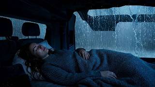 Rain Sounds for Deep Sleep | Heavy Rain and Distant Thunder Outside the Car