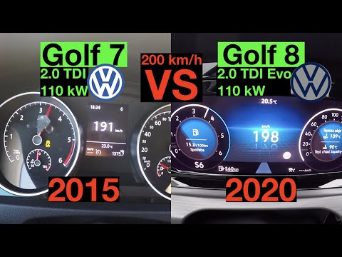 ACCELERATION BATTLE | Volkswagen Golf (VII) 2.0 TDI vs Volkswagen Golf (VIII) 2.0 TDI Evo | 110 kW