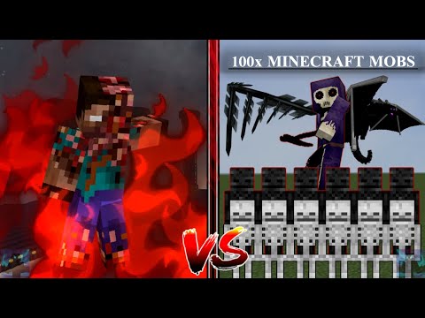NETHERBRINE vs Every Minecraft mob in Minecraft Bedrock Edition x100 / NETHER vs all mobs 1vs100