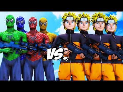 TEAM SPIDER-MAN VS NARUTO ARMY - EPIC BATTLE