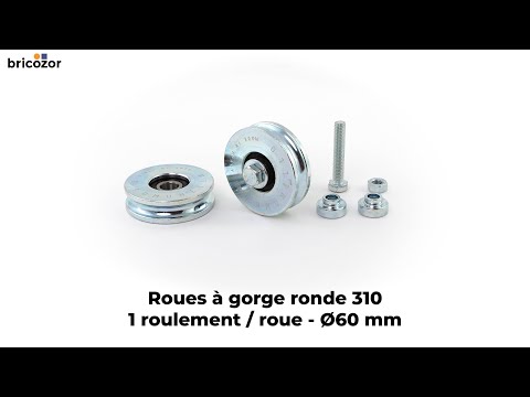 2 Roues à gorge ronde 310 - 1 roulement à billes par roue COMUNELLO