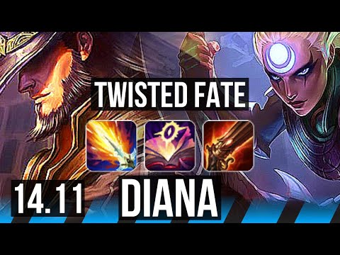 TWISTED FATE vs DIANA (MID) | 67% winrate, Legendary, 12/3/6 | EUW Master | 14.11