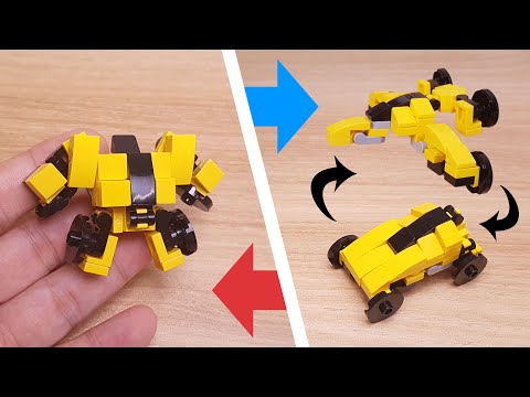 Micro LEGO brick sportscar transformer mech - Black LIne #bumblebee #LEGO #transformerone  #レゴ変形ロボ
