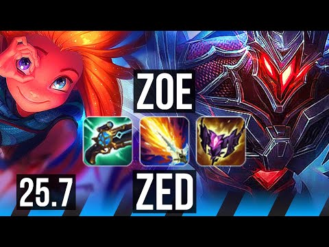 ZOE vs ZED (MID) | 70% winrate, 7 solo kills, 15/2/4, Legendary | EUW Diamond | 25.7