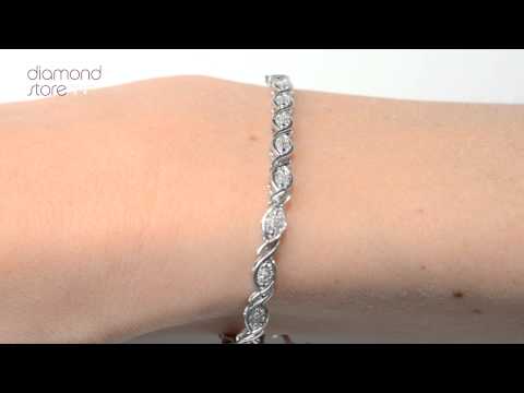 UD3247 - Diamond and Silver Twist Detail Bracelet
