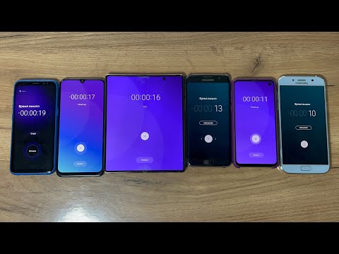 Six Phones Timer On & Alarm Clock Galaxy Fold vs S8 vs S10e vs A7(2017) vs S7 Edge vs Inoi A150