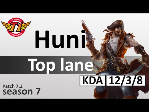 SKT T1 Huni : Gangplank vs Riven | Top lane | KR LOL | Patch 7.2 | Season7