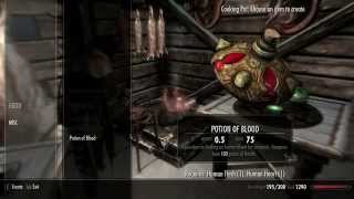 Skyrim tutorial for making a potion of blood from the mod Craftable potions of blood
