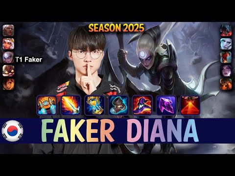 T1 Faker DIANA vs FIDDLESTICKS Mid - Patch 25.15 KR Ranked | lolrec