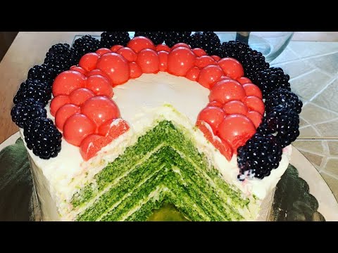 Delightful Emerald green spinach cake.