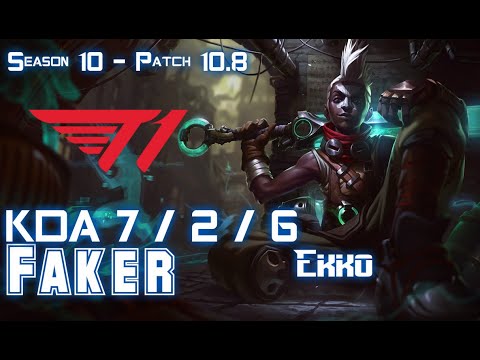 T1 Faker EKKO vs SYNDRA Mid - Patch 10.8 KR Ranked