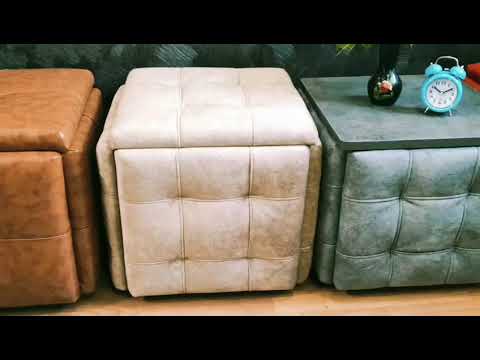 Пуф трансформер 5в1 Смарт куб табурет пять в одном на колесах квадратный мягкий серый велюр - фото 1 - id-p1488874682