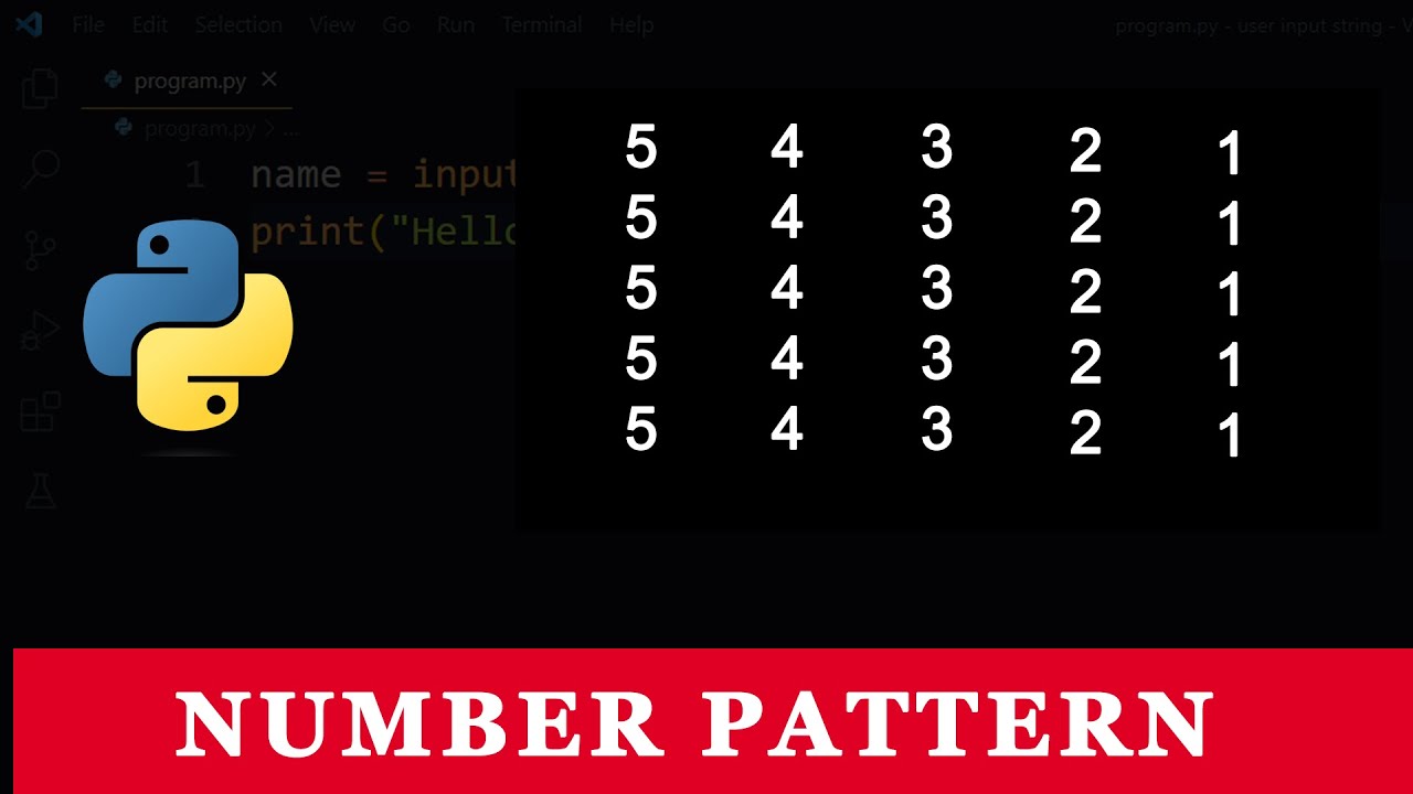Python Program To Print Number Pattern in Square Shape | 09