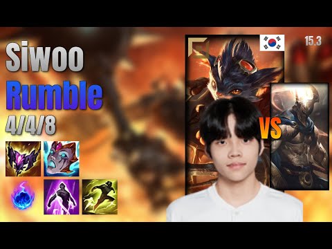 Siwoo Top Rumble vs Pantheon lol KR solo rank Full Game 15.3 | 시우 럼블 vs 판테온