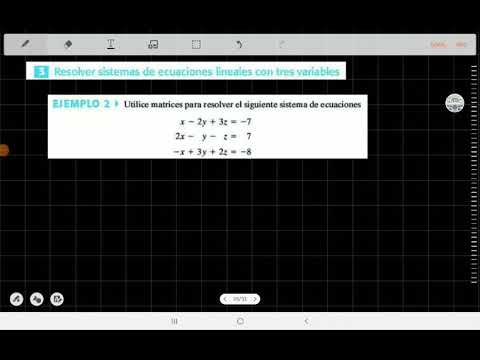 Sistemas de ecuaciones por matrices - Ejemplo con tres ecuaciones