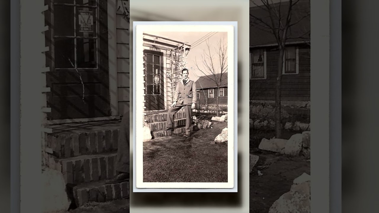 1940s Portrait of Man by House, Gelatin Silver Print, 2.7 × 4.56 inches Video