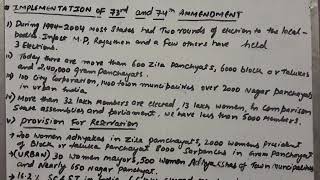 8 Local Government : Implementation of 73rd and 74th Amendment