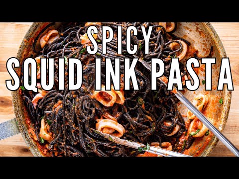 SQUID INK SPAGHETTI With Tender Spicy Calamari