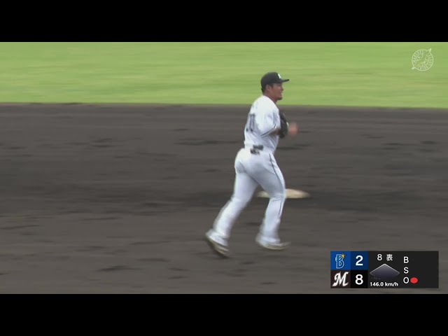 【ファーム】守備で魅せる!! マリーンズ・池田来翔 華麗なランニングスローでアウトに!!  2024年7月16日 千葉ロッテマリーンズ 対 横浜DeNAベイスターズ