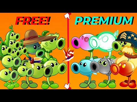 Team PEASHOOTER FREE vs PREMIUM -  Which Team Plant 's Best ? -  PvZ 2 Battlez