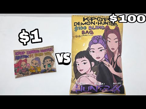 $1 vs $100 KPOP DEMON HUNTER BLIND BAG |Huntrix edition | ASMR | JelamineChan