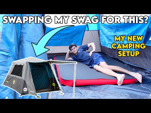 MY NEW CAMP SETUP! // Dune Supreme 3D Mattress and Coleman Instant Up Tent // Living Out of My Prado