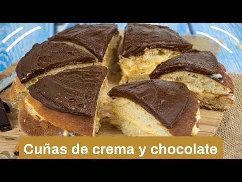 Cuñas de crema y chocolate