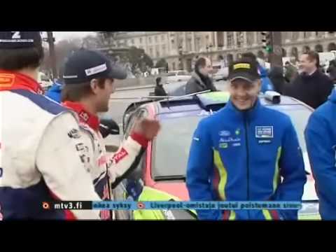 Hirvonen, Räikkönen and Latvala speak at the WRC launch to MTV3