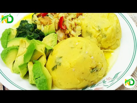 How to make the National Dish of Antigua and Barbuda Fungee & Cod fish in coconut milk
