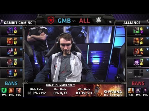 Gambit Gaming vs Alliance | S4 EU LCS Summer split 2014 SuperWeek 1 Day 3 | GMB vs ALL W1D3 G1