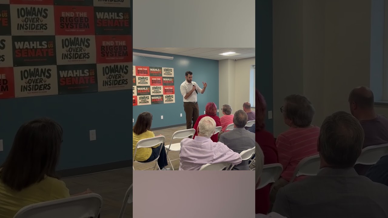Iowa Democratic U.S. Senate candidate Zach Wahls speaks about health care access in Marshalltown
