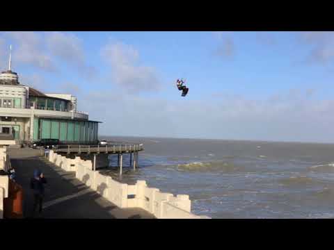 Jump over pier in Blankenberge Belgium