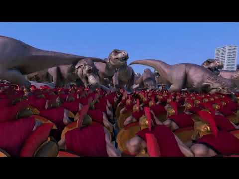 2,000 T-REX vs 40,000 SPARTANS  Ultimate Epic Battle Simulator