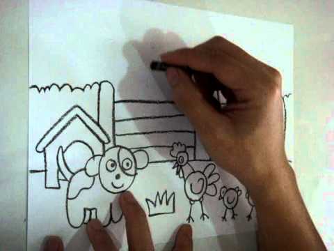 fast drawing farm - animal - horse, cow, dog, chicken