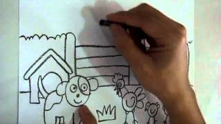 fast drawing farm - animal - horse, cow, dog, chicken