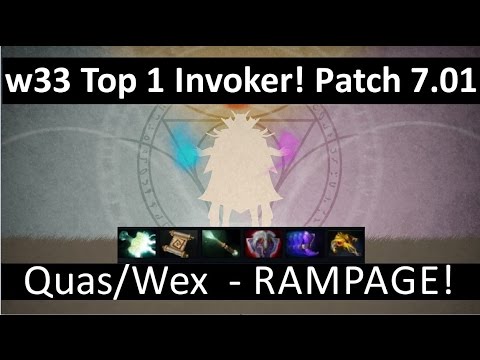 w33 Top 1 Invoker - 7.01 - Quas / Wex - RAMPAGE ! [ Pro Ranked Dota 2 Gameplay ]