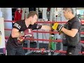 JEFF HORN DROPPING RIGHT HAND BOMBS DURING MITT WORKOUT